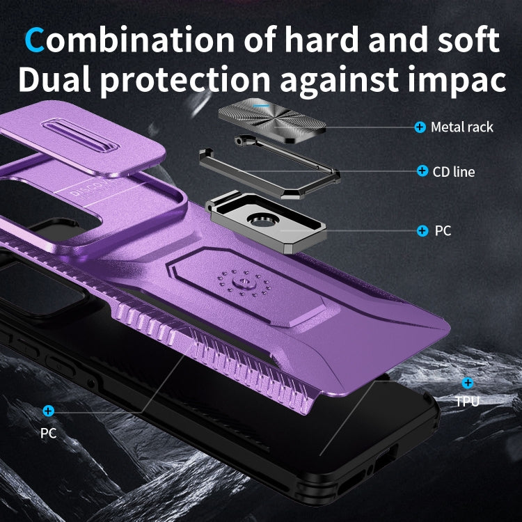 For Motorola Edge 5G 2024 Sliding Camshield Holder Phone Case(Purple) by buy2fix