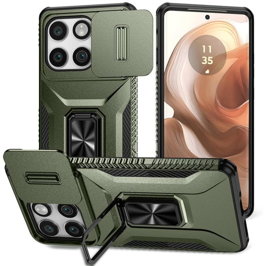 For Motorola Edge 5G 2025 Sliding Camshield Holder Phone Case(Alpine Green)