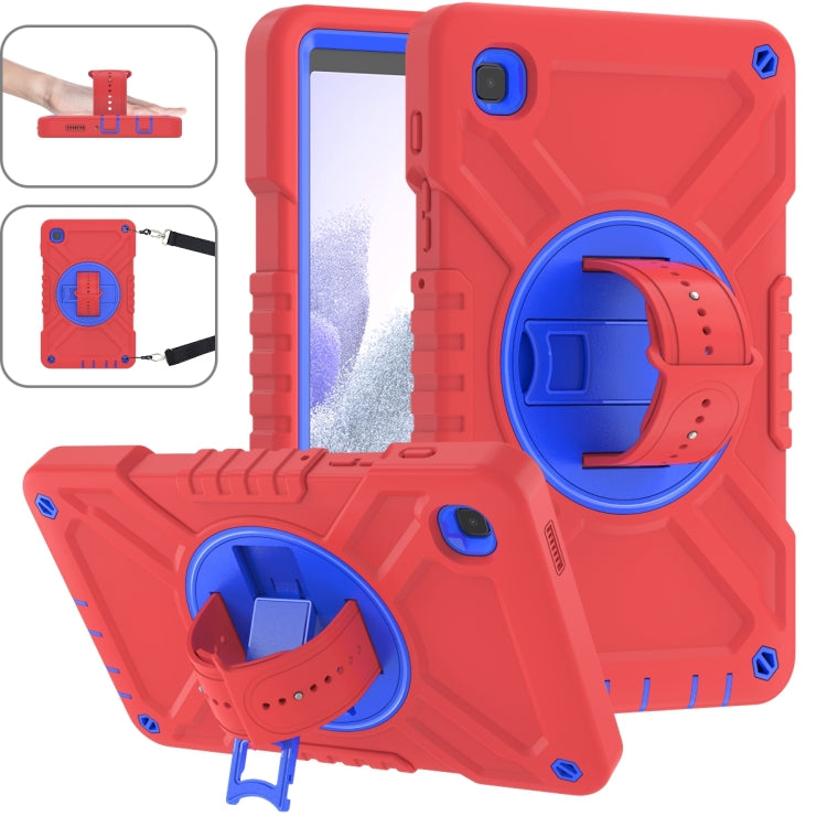 For Samsung Galaxy Tab A7 Lite X Rotation PC Hybrid Silicone Tablet Case with Strap(Red Blue) - Other Galaxy Tab PC by buy2fix | Online Shopping UK | buy2fix