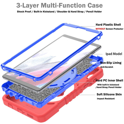 For Samsung Galaxy Tab A7 Lite X Rotation PC Hybrid Silicone Tablet Case with Strap(Red Blue) - Other Galaxy Tab PC by buy2fix | Online Shopping UK | buy2fix
