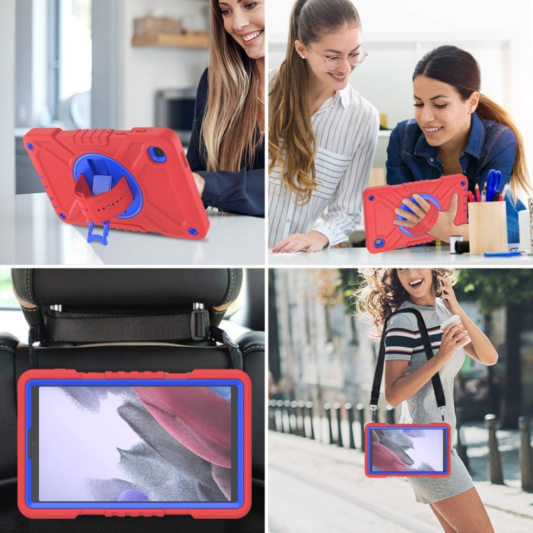 For Samsung Galaxy Tab A7 Lite X Rotation PC Hybrid Silicone Tablet Case with Strap(Red Blue) - Other Galaxy Tab PC by buy2fix | Online Shopping UK | buy2fix