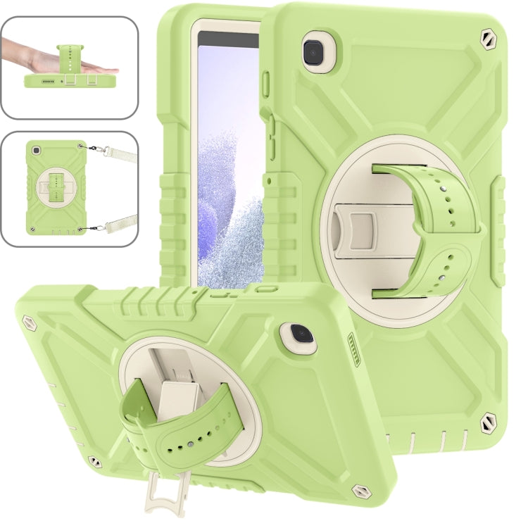 For Samsung Galaxy Tab A7 Lite X Rotation PC Hybrid Silicone Tablet Case with Strap(Yellow Green White) - Other Galaxy Tab PC by buy2fix | Online Shopping UK | buy2fix