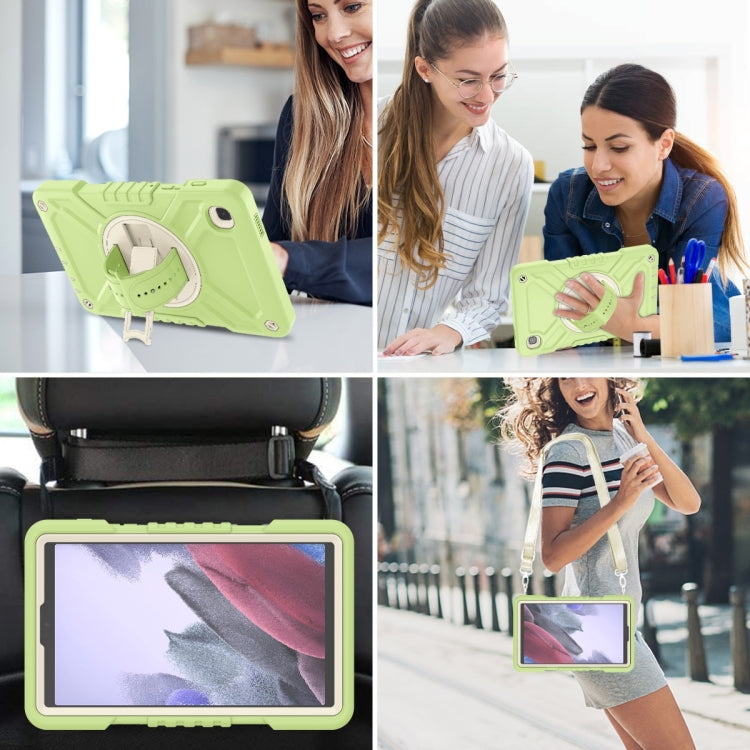 For Samsung Galaxy Tab A7 Lite X Rotation PC Hybrid Silicone Tablet Case with Strap(Yellow Green White) - Other Galaxy Tab PC by buy2fix | Online Shopping UK | buy2fix