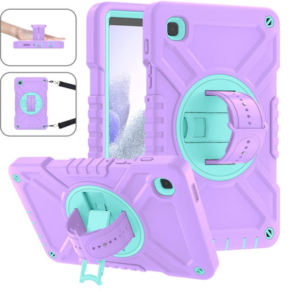 For Samsung Galaxy Tab A7 Lite X Rotation PC Hybrid Silicone Tablet Case with Strap(Purple Cyan) - Other Galaxy Tab PC by buy2fix | Online Shopping UK | buy2fix