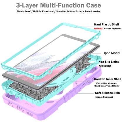 For Samsung Galaxy Tab A7 Lite X Rotation PC Hybrid Silicone Tablet Case with Strap(Purple Cyan) - Other Galaxy Tab PC by buy2fix | Online Shopping UK | buy2fix
