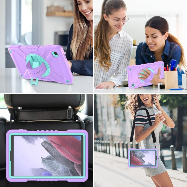 For Samsung Galaxy Tab A7 Lite X Rotation PC Hybrid Silicone Tablet Case with Strap(Purple Cyan) - Other Galaxy Tab PC by buy2fix | Online Shopping UK | buy2fix