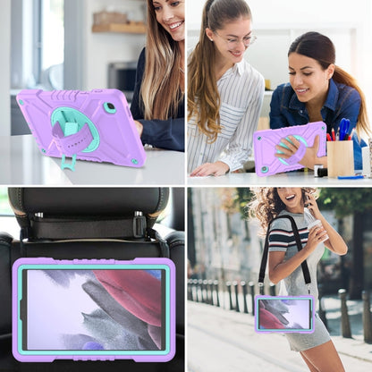 For Samsung Galaxy Tab A7 Lite X Rotation PC Hybrid Silicone Tablet Case with Strap(Purple Cyan) - Other Galaxy Tab PC by buy2fix | Online Shopping UK | buy2fix