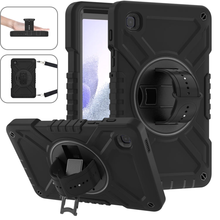 For Samsung Galaxy Tab A7 Lite X Rotation PC Hybrid Silicone Tablet Case with Strap(Full Black) - Other Galaxy Tab PC by buy2fix | Online Shopping UK | buy2fix