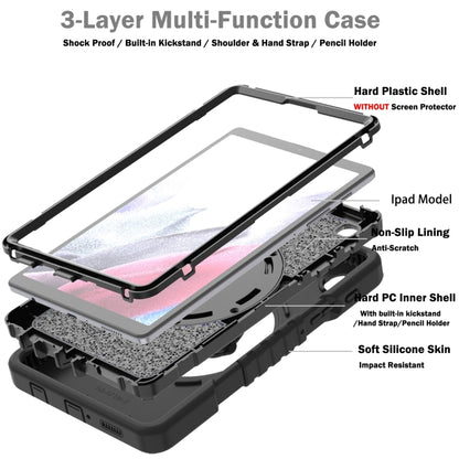 For Samsung Galaxy Tab A7 Lite X Rotation PC Hybrid Silicone Tablet Case with Strap(Full Black) - Other Galaxy Tab PC by buy2fix | Online Shopping UK | buy2fix