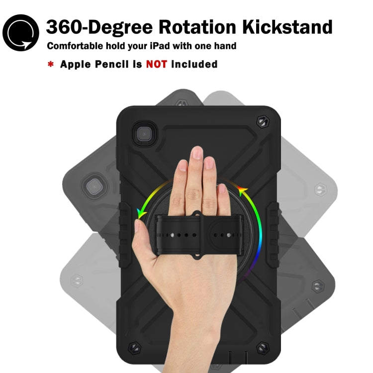 For Samsung Galaxy Tab A7 Lite X Rotation PC Hybrid Silicone Tablet Case with Strap(Full Black) - Other Galaxy Tab PC by buy2fix | Online Shopping UK | buy2fix