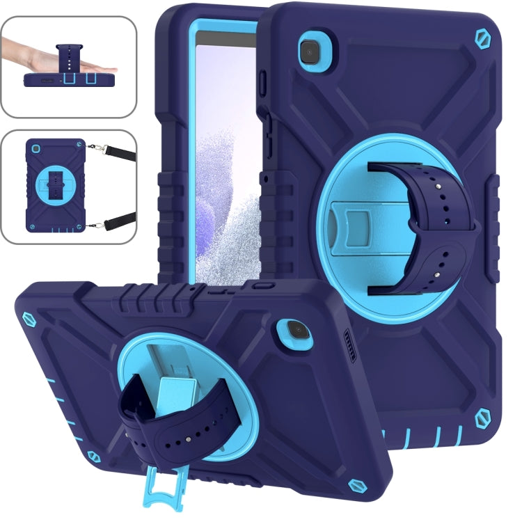 For Samsung Galaxy Tab A7 Lite X Rotation PC Hybrid Silicone Tablet Case with Strap(Navy Sky Blue) - Other Galaxy Tab PC by buy2fix | Online Shopping UK | buy2fix
