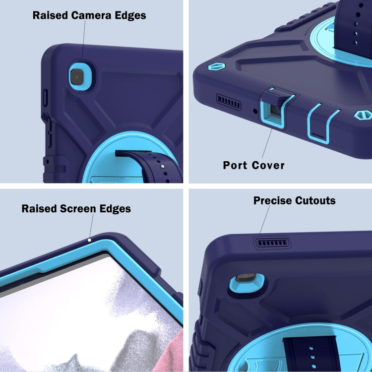 For Samsung Galaxy Tab A7 Lite X Rotation PC Hybrid Silicone Tablet Case with Strap(Navy Sky Blue) - Other Galaxy Tab PC by buy2fix | Online Shopping UK | buy2fix