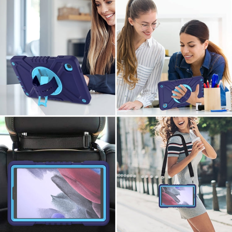 For Samsung Galaxy Tab A7 Lite X Rotation PC Hybrid Silicone Tablet Case with Strap(Navy Sky Blue) - Other Galaxy Tab PC by buy2fix | Online Shopping UK | buy2fix