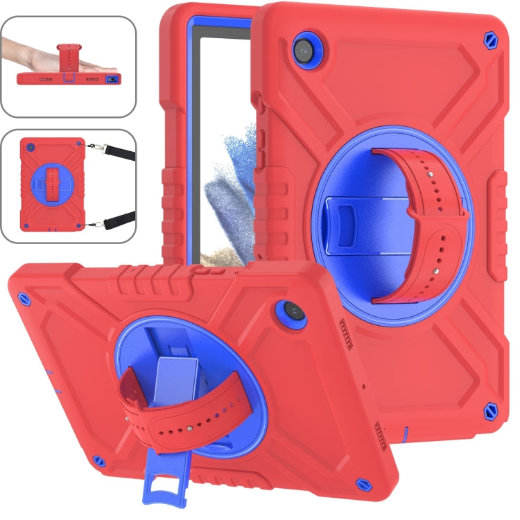 For Samsung Galaxy Tab A8 X200 X Rotation PC Hybrid Silicone Tablet Case with Strap(Red Blue) - Other Galaxy Tab PC by buy2fix | Online Shopping UK | buy2fix