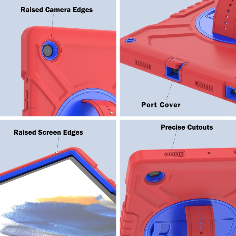 For Samsung Galaxy Tab A8 X200 X Rotation PC Hybrid Silicone Tablet Case with Strap(Red Blue) - Other Galaxy Tab PC by buy2fix | Online Shopping UK | buy2fix