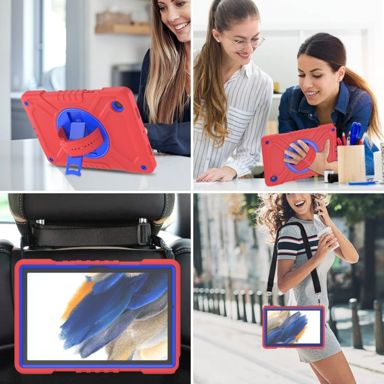For Samsung Galaxy Tab A8 X200 X Rotation PC Hybrid Silicone Tablet Case with Strap(Red Blue) - Other Galaxy Tab PC by buy2fix | Online Shopping UK | buy2fix