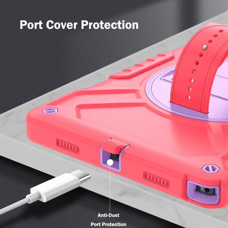 For Samsung Galaxy Tab A8 X200 X Rotation PC Hybrid Silicone Tablet Case with Strap(Red Purple) - Other Galaxy Tab PC by buy2fix | Online Shopping UK | buy2fix