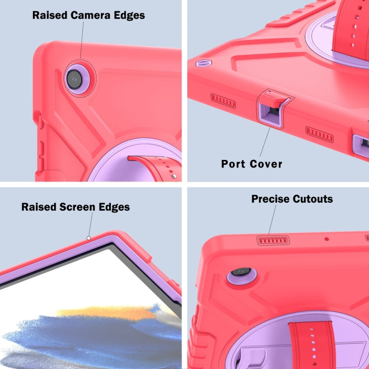 For Samsung Galaxy Tab A8 X200 X Rotation PC Hybrid Silicone Tablet Case with Strap(Red Purple) - Other Galaxy Tab PC by buy2fix | Online Shopping UK | buy2fix