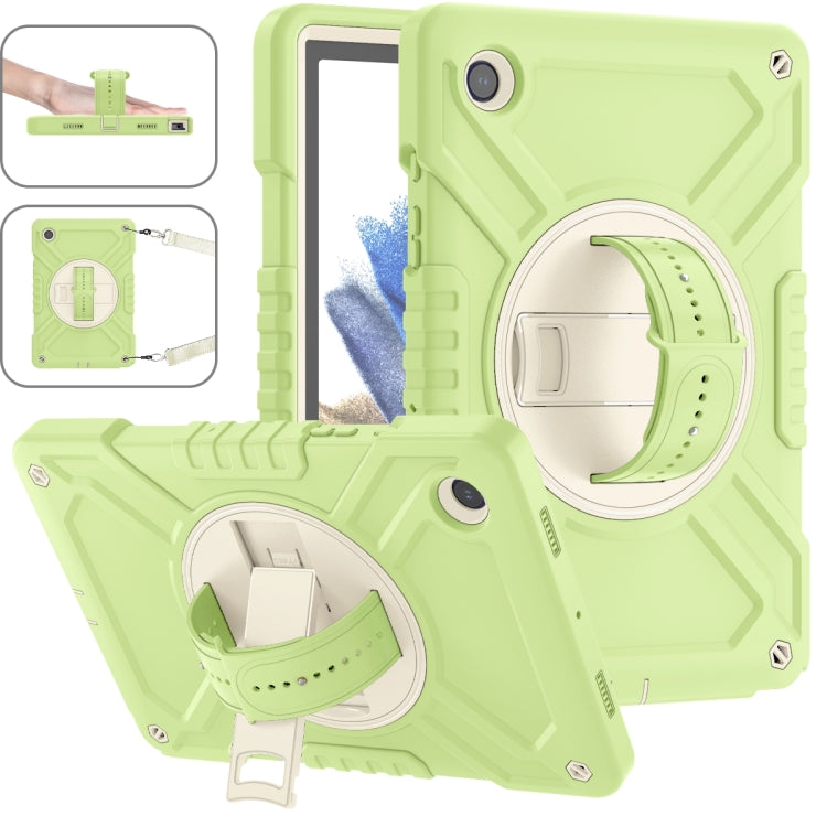 For Samsung Galaxy Tab A8 X200 X Rotation PC Hybrid Silicone Tablet Case with Strap(Yellow Green White) - Other Galaxy Tab PC by buy2fix | Online Shopping UK | buy2fix