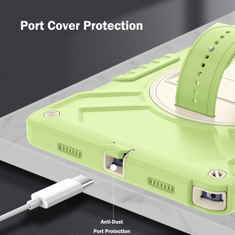 For Samsung Galaxy Tab A8 X200 X Rotation PC Hybrid Silicone Tablet Case with Strap(Yellow Green White) - Other Galaxy Tab PC by buy2fix | Online Shopping UK | buy2fix