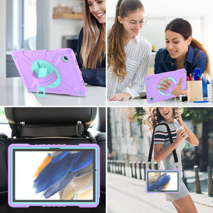 For Samsung Galaxy Tab A8 X200 X Rotation PC Hybrid Silicone Tablet Case with Strap(Purple Cyan) - Other Galaxy Tab PC by buy2fix | Online Shopping UK | buy2fix