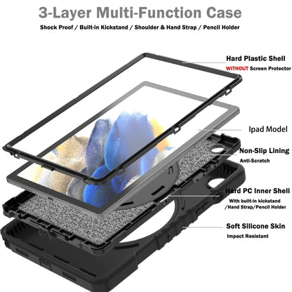 For Samsung Galaxy Tab A8 X200 X Rotation PC Hybrid Silicone Tablet Case with Strap(Full Black) - Other Galaxy Tab PC by buy2fix | Online Shopping UK | buy2fix