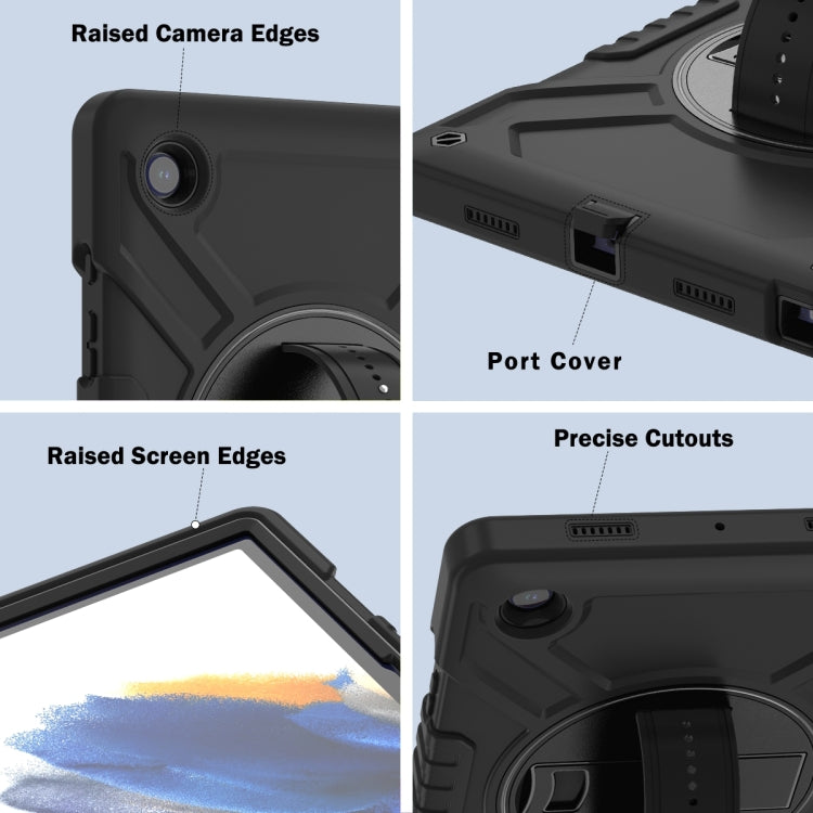 For Samsung Galaxy Tab A8 X200 X Rotation PC Hybrid Silicone Tablet Case with Strap(Full Black) - Other Galaxy Tab PC by buy2fix | Online Shopping UK | buy2fix