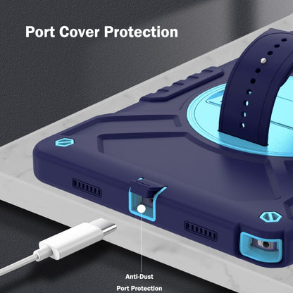 For Samsung Galaxy Tab A8 X200 X Rotation PC Hybrid Silicone Tablet Case with Strap(Navy Sky Blue) - Other Galaxy Tab PC by buy2fix | Online Shopping UK | buy2fix