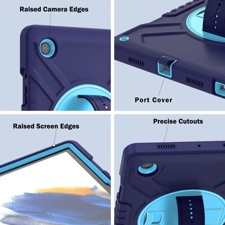 For Samsung Galaxy Tab A8 X200 X Rotation PC Hybrid Silicone Tablet Case with Strap(Navy Sky Blue) - Other Galaxy Tab PC by buy2fix | Online Shopping UK | buy2fix