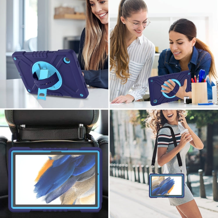 For Samsung Galaxy Tab A8 X200 X Rotation PC Hybrid Silicone Tablet Case with Strap(Navy Sky Blue) - Other Galaxy Tab PC by buy2fix | Online Shopping UK | buy2fix