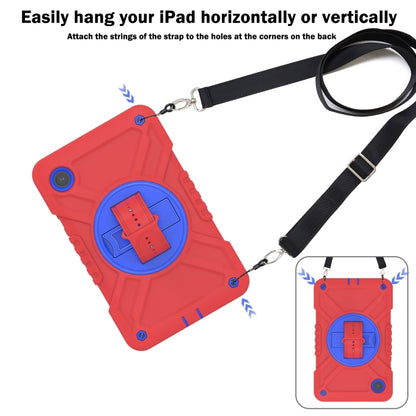 For Samsung Galaxy Tab A9 X110 X Rotation PC Hybrid Silicone Tablet Case with Strap(Red Blue) - Galaxy Tab A9 by buy2fix | Online Shopping UK | buy2fix