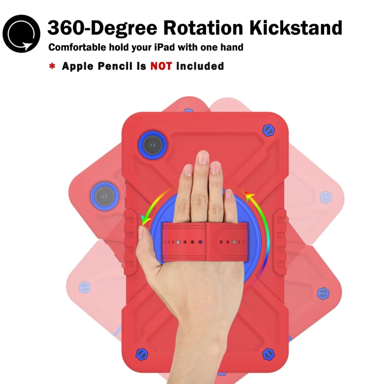 For Samsung Galaxy Tab A9 X110 X Rotation PC Hybrid Silicone Tablet Case with Strap(Red Blue) - Galaxy Tab A9 by buy2fix | Online Shopping UK | buy2fix