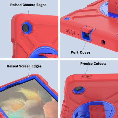 For Samsung Galaxy Tab A9 X110 X Rotation PC Hybrid Silicone Tablet Case with Strap(Red Blue) - Galaxy Tab A9 by buy2fix | Online Shopping UK | buy2fix