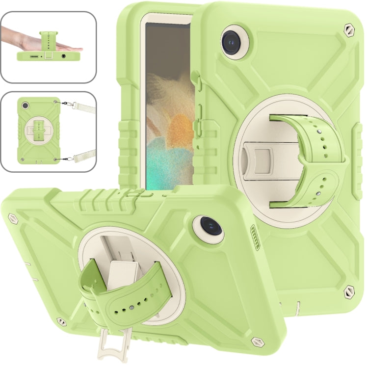 For Samsung Galaxy Tab A9 X110 X Rotation PC Hybrid Silicone Tablet Case with Strap(Yellow Green White) - Galaxy Tab A9 by buy2fix | Online Shopping UK | buy2fix