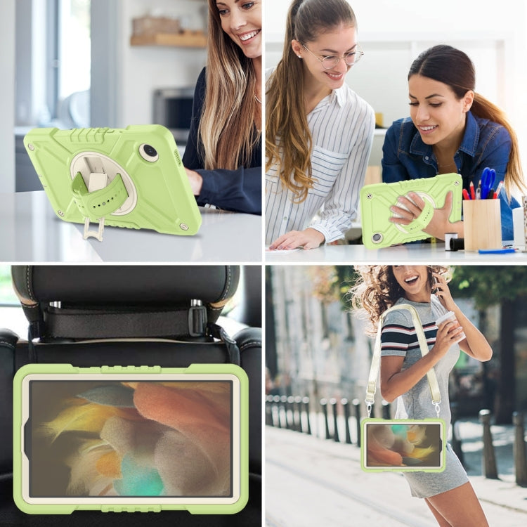 For Samsung Galaxy Tab A9 X110 X Rotation PC Hybrid Silicone Tablet Case with Strap(Yellow Green White) - Galaxy Tab A9 by buy2fix | Online Shopping UK | buy2fix
