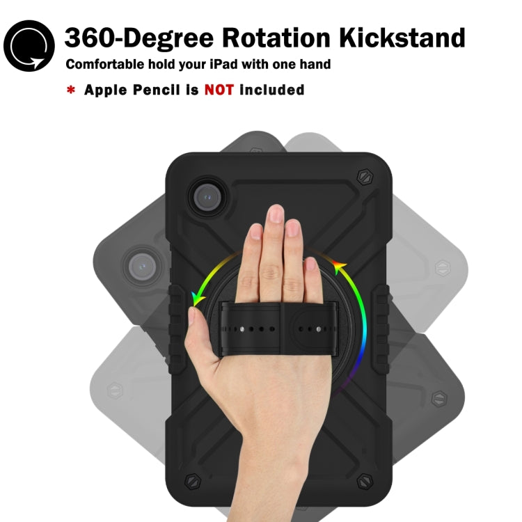 For Samsung Galaxy Tab A9 X110 X Rotation PC Hybrid Silicone Tablet Case with Strap(Full Black) - Galaxy Tab A9 by buy2fix | Online Shopping UK | buy2fix