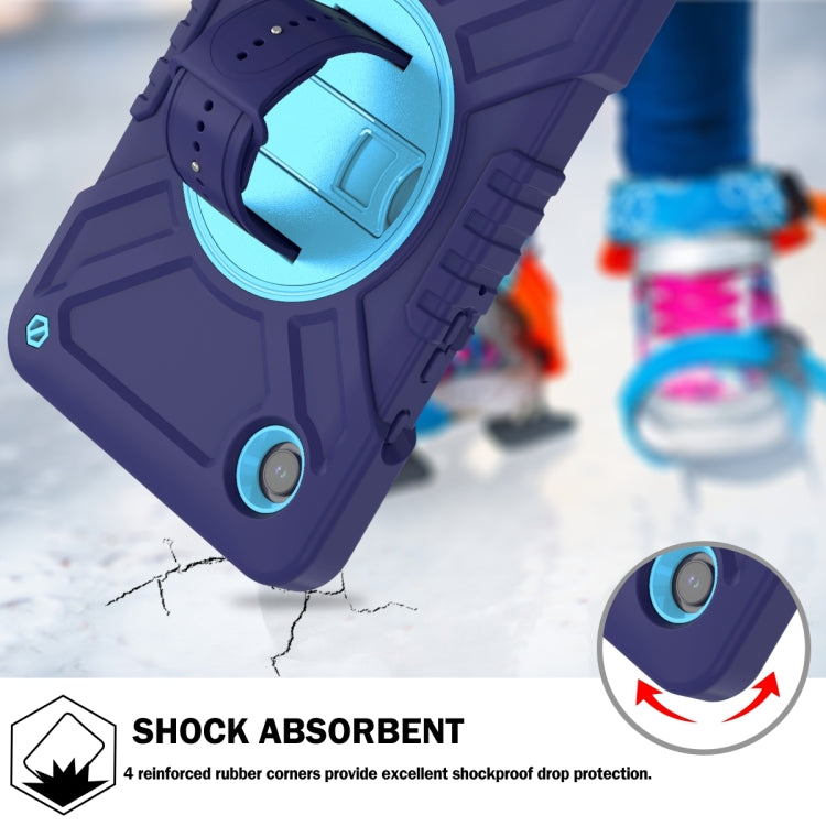 For Samsung Galaxy Tab A9 X110 X Rotation PC Hybrid Silicone Tablet Case with Strap(Navy Sky Blue) - Galaxy Tab A9 by buy2fix | Online Shopping UK | buy2fix