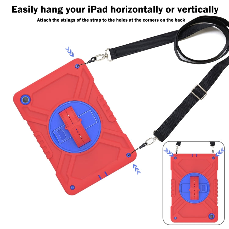 For Samsung Galaxy Tab A9+ X210 X Rotation PC Hybrid Silicone Tablet Case with Strap(Red Blue) - Galaxy Tab A9+ by buy2fix | Online Shopping UK | buy2fix