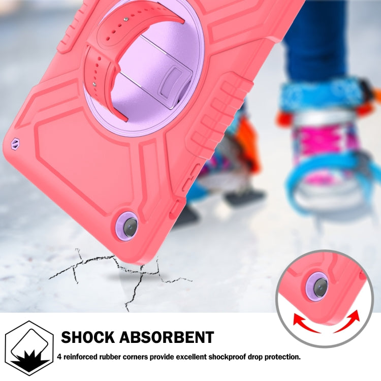 For Samsung Galaxy Tab A9+ X210 X Rotation PC Hybrid Silicone Tablet Case with Strap(Red Purple) - Galaxy Tab A9+ by buy2fix | Online Shopping UK | buy2fix