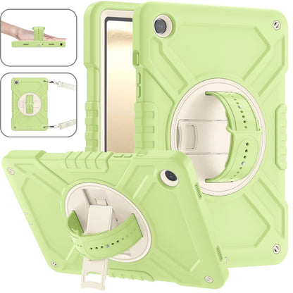 For Samsung Galaxy Tab A9+ X210 X Rotation PC Hybrid Silicone Tablet Case with Strap(Yellow Green White) - Galaxy Tab A9+ by buy2fix | Online Shopping UK | buy2fix