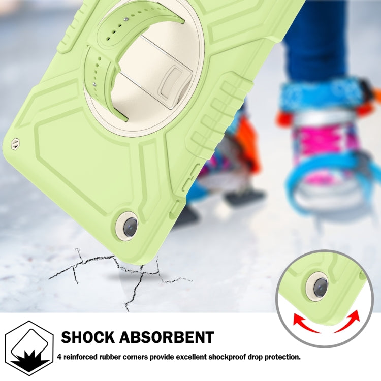 For Samsung Galaxy Tab A9+ X210 X Rotation PC Hybrid Silicone Tablet Case with Strap(Yellow Green White) - Galaxy Tab A9+ by buy2fix | Online Shopping UK | buy2fix