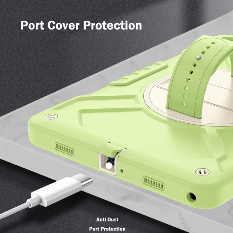 For Samsung Galaxy Tab A9+ X210 X Rotation PC Hybrid Silicone Tablet Case with Strap(Yellow Green White) - Galaxy Tab A9+ by buy2fix | Online Shopping UK | buy2fix