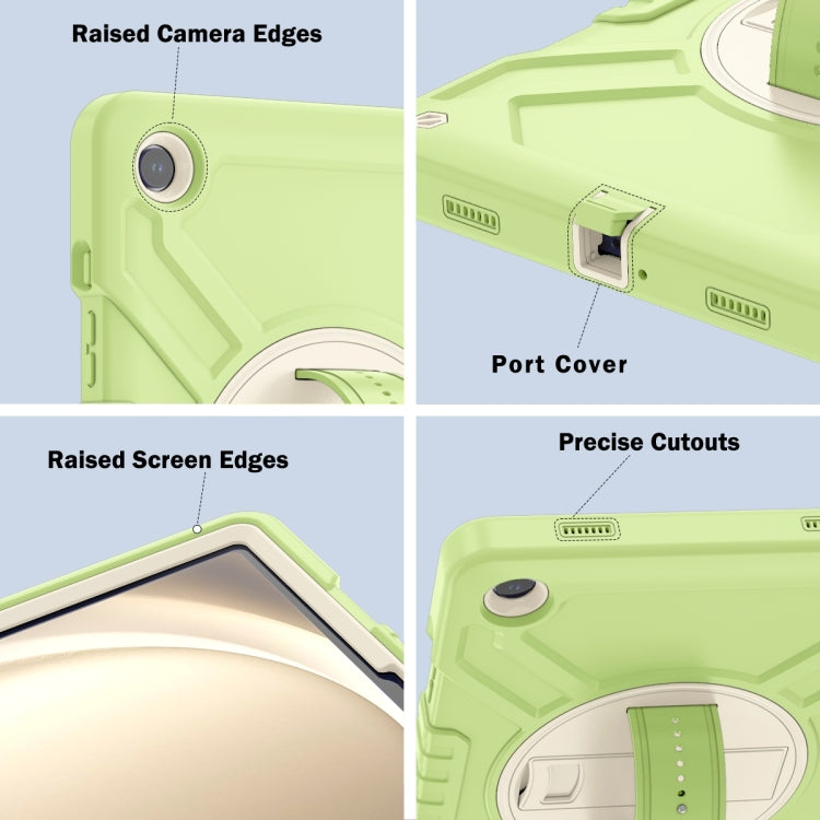 For Samsung Galaxy Tab A9+ X210 X Rotation PC Hybrid Silicone Tablet Case with Strap(Yellow Green White) - Galaxy Tab A9+ by buy2fix | Online Shopping UK | buy2fix