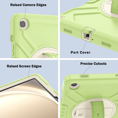 For Samsung Galaxy Tab A9+ X210 X Rotation PC Hybrid Silicone Tablet Case with Strap(Yellow Green White) - Galaxy Tab A9+ by buy2fix | Online Shopping UK | buy2fix