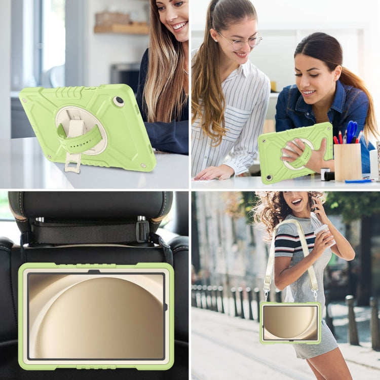 For Samsung Galaxy Tab A9+ X210 X Rotation PC Hybrid Silicone Tablet Case with Strap(Yellow Green White) - Galaxy Tab A9+ by buy2fix | Online Shopping UK | buy2fix