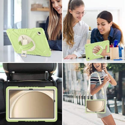 For Samsung Galaxy Tab A9+ X210 X Rotation PC Hybrid Silicone Tablet Case with Strap(Yellow Green White) - Galaxy Tab A9+ by buy2fix | Online Shopping UK | buy2fix