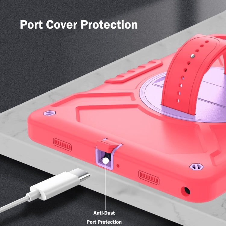 For Samsung Galaxy Tab A9+ X210 X Rotation PC Hybrid Silicone Tablet Case with Strap(Purple Cyan) - Galaxy Tab A9+ by buy2fix | Online Shopping UK | buy2fix