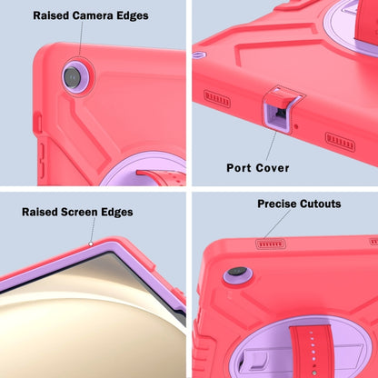 For Samsung Galaxy Tab A9+ X210 X Rotation PC Hybrid Silicone Tablet Case with Strap(Purple Cyan) - Galaxy Tab A9+ by buy2fix | Online Shopping UK | buy2fix