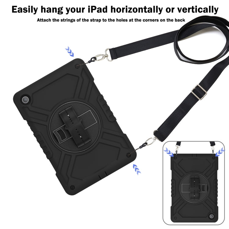 For Samsung Galaxy Tab A9+ X210 X Rotation PC Hybrid Silicone Tablet Case with Strap(Full Black) - Galaxy Tab A9+ by buy2fix | Online Shopping UK | buy2fix
