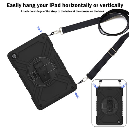 For Samsung Galaxy Tab A9+ X210 X Rotation PC Hybrid Silicone Tablet Case with Strap(Full Black) - Galaxy Tab A9+ by buy2fix | Online Shopping UK | buy2fix